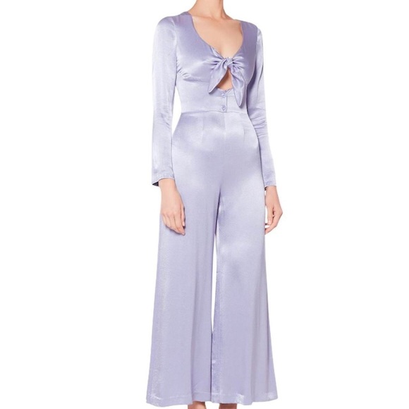 STAUD Mel Jumpsuit in Lilac/Lavander Satin, size XS - Picture 3 of 4